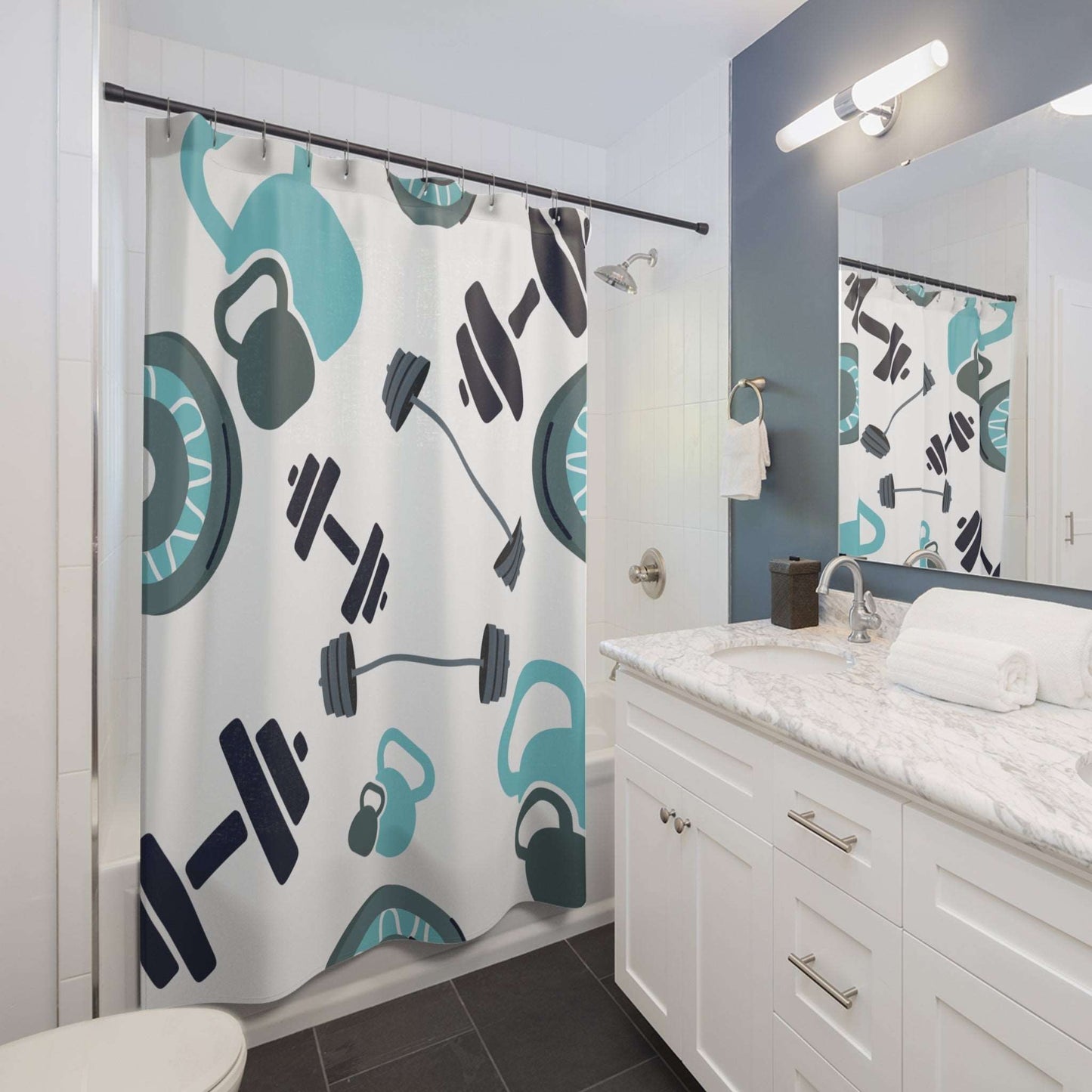 Gym Shower Curtain Set | Pattern Gym Shower Curtain for Him | Boho Shower Curtain Set | Simple Shower Curtain for Gym Lovers - Premium Home Decor for Just $43.56! Shop now at Crunchin' Time